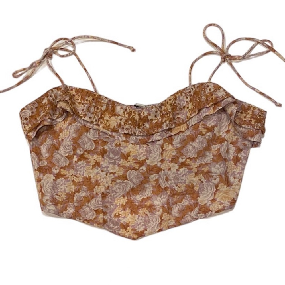 American Eagle Outfitters Orange Tie Front Crop Top